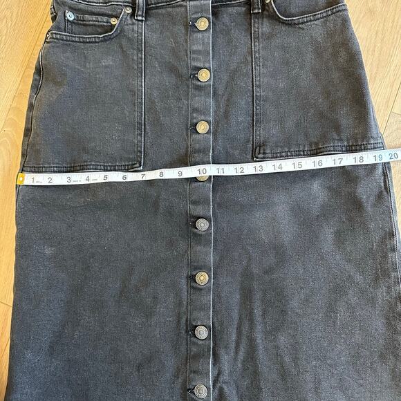 Lauren Ralph Lauren Button Down Black Denim Skirt Knee Length Midi Size 8 - Picture 6 of 8